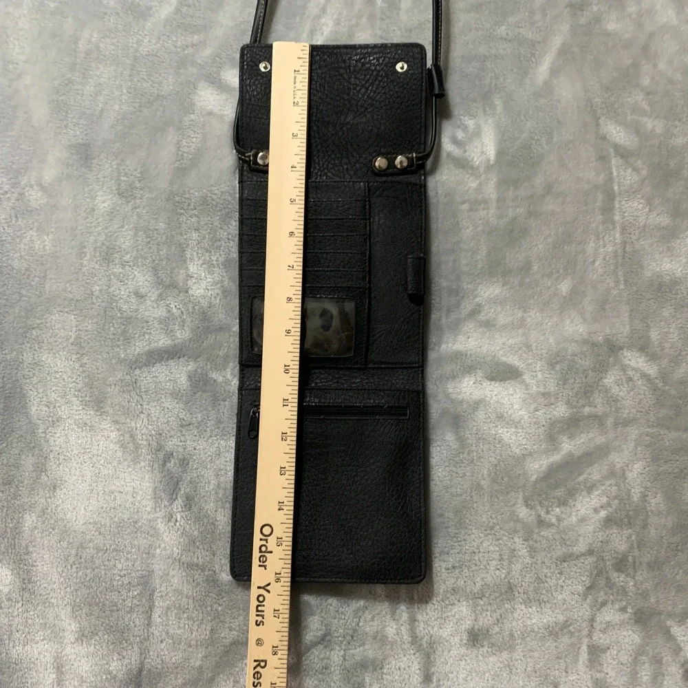 Esprit Black Crossbody Wallet Bag‎ Organizer Multi Compartment Small Purse Vtg